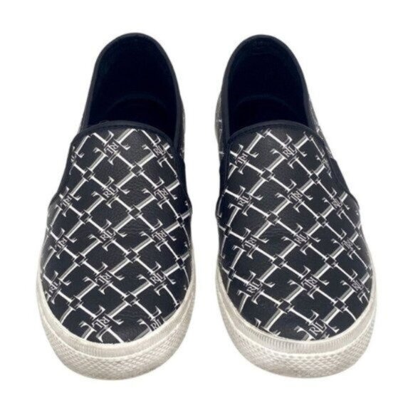 Lauren Ralph Lauren Jinny Canvas Coated Logo Pattern Slip On Sneaker Size 7 - Picture 2 of 7